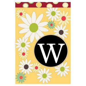 Floral Monogram 28 x 40 inch House Flag (Letter W)